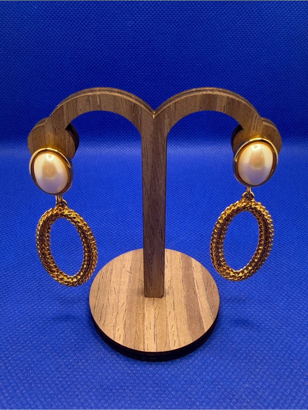 Monet Gold Pearl Drop Hoop Earrings - Elegant Women’s Jewelry